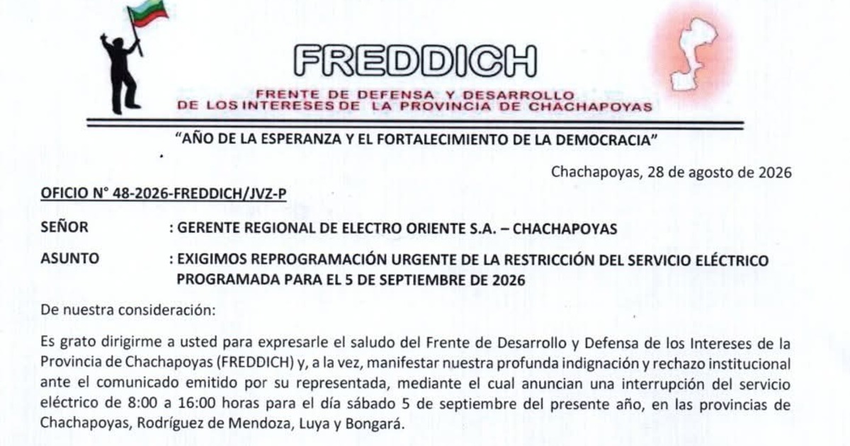 Electro Oriente canceló el corte eléctrico previsto el 5 de setiembre tras la exigencia del FREDDICH